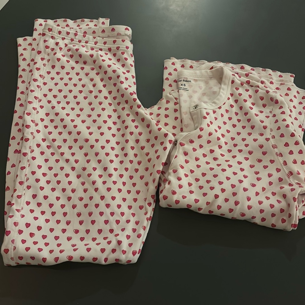 roller rabbit pink heart pajamas size xs